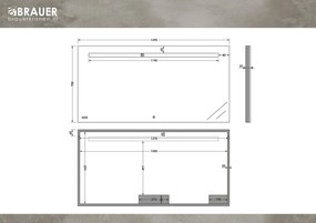 Brauer Quartz rechthoekige spiegel met verlichting 140x70cm