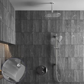 Saniclear Talpa Curved inbouw regendouche rond met 20cm hoofddouche, plafondarm, 2 standen handdouche en glijstang chroom