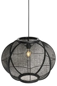 Oosterse hanglamp zwart stof 48 cm - Rob