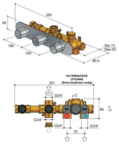 Hotbath Buddy/Laddy Inbouw Douche Thermostaat Horizontaal Geborsteld Nikkel B067