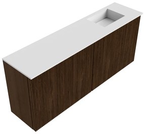Mondiaz Joya 100cm toiletmeubel walnut met wastafel faye rechts zonder kraangat talc