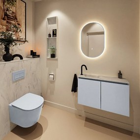 Mondiaz Ture DLux toiletmeubel 80cm clay met wastafel opalo links met kraangat