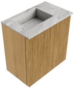 Mondiaz Joya DLux 40cm toiletmeubel oak met wastafel faye links 1 kraangat glace