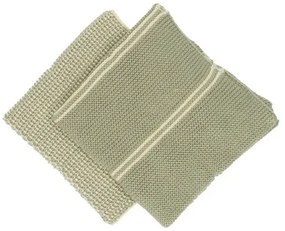 Vaatdoekjes, gebreid katoen, lindegroen, 2 stuks 25 x 25 cm