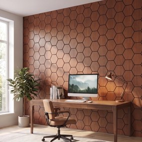 Hexagon Panel Gerookt Eiken 81CM | Akoestisch | Wanddecor | Zeshoekig