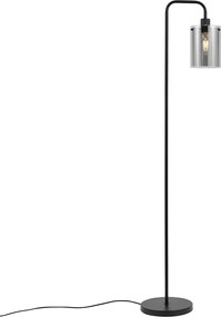 Design vloerlamp zwart met smoke glas - Domo