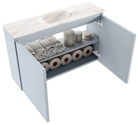 Mondiaz Ture DLux toiletmeubel 80cm clay met wastafel frappe midden met kraangat