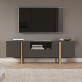 Tenzo Birka Modern Tv-meubel Antraciet Met Eiken - 177x43x59cm.