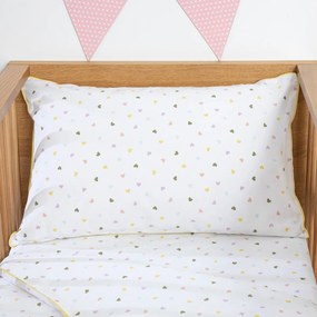 Kussensloop voor babybed, biologisch katoen, hartjesprint, SCACCO