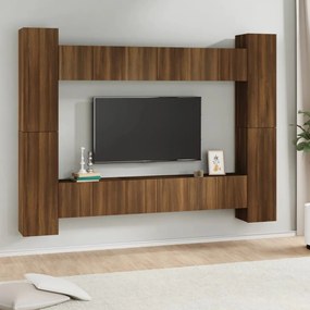 vidaXL 10-delige Tv-meubelset bewerkt hout bruineikenkleurig