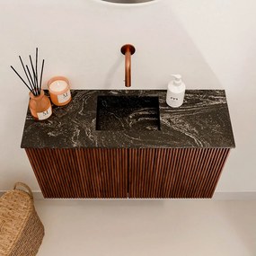 Mondiaz Joya DLux 70cm toiletmeubel ruby met wastafel faye midden zonder kraangat lava