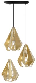 Industriële hanglamp goud met mesh 3-lichts - Carcass