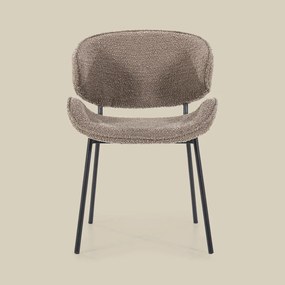 Eleonora Tess Boucle Eetkamerstoel Ronde Rug Bruin