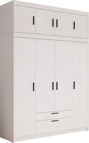 Kledingkast Novduni 106, Wit, 246x177x53cm, 178 kg, Kledingkast deuren: Met scharnieren, Aantal planken: 8, Aantal planken: 8