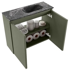 Mondiaz Ture DLux toiletmeubel 60cm army met wastafel lava rechts zonder kraangat