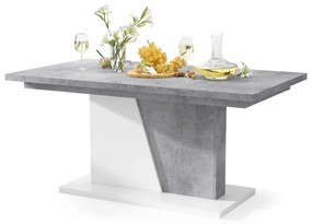 NOBLE NOIR Millenium Beton/Wit mat – uitschuifbare tafel tot 218 cm, voor 8, 10 personen.