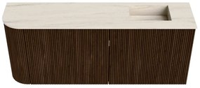 Mondiaz Joya DLux 100cm toiletmeubel ronding links walnut met wastafel faye rechts 1 kraangat meli