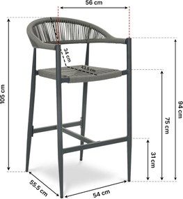 Barstoel Rope Grijs-antraciet De Laan Granada