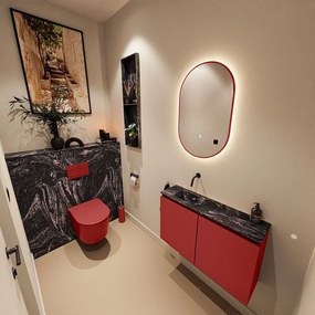 Mondiaz Ture DLux toiletmeubel 80cm fire met wastafel lava links zonder kraangat