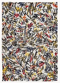 Platgeweven jacquard vloerkleed Graffito