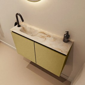 Mondiaz Ture DLux toiletmeubel 80cm oro met wastafel frappe links met kraangat