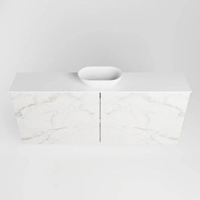 Mondiaz Fowy toiletmeubel 120cm Carrara met witte waskom midden zonder kraangat