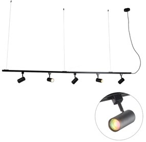 Smart hang railsysteem zwart 1-fase incl. 5 Wifi GU10 - Jeana Modern GU10 Binnenverlichting Lamp