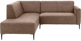 Goossens Key West bruin, micro leer, 2-zits, modern design met ligelement links