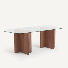 Tafel in glas/notelaar, Nella