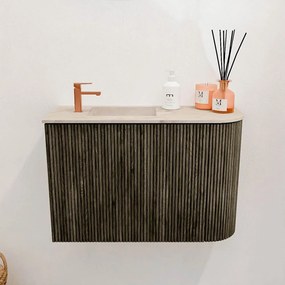 Mondiaz Joya DLux 60cm toiletmeubel ronding rechts shadow met wastafel faye links 1 kraangat frappe