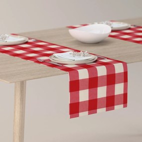 Dekoria Rechthoekige tafelloper, wit-rood ruit, 40 x 130 cm