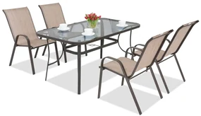Stalen dining tuinset Modena Bruin voor 4 personen Garden Point