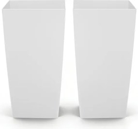 VEVOR Bloempot 390x390x750 mm 2-delige set, bloempot, plantenbak, PP plantenbak met binnenpot en drainagegaten, geschikt voor kamer- en tuinplanten, wit