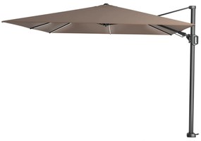 Platinum Challenger Zweefparasol T2 Premium Glow 3x3 m. - Havana Taupe met voet en hoes