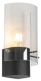 Vintage wandlamp zwart met smoke glas - Vidra Modern E27 rond Binnenverlichting Lamp