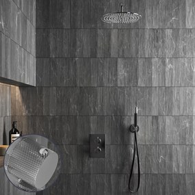Saniclear Talpa Curved Pro inbouw regendouche met 20cm hoofddouche en muurarm chroom