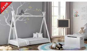 Peuter Wit  Eenpersoons hemelbed - Titus Tipi-stijl voor kinderen Kinderen Peuter Junior 5059914020432 Children's Beds Home, 160x80, 12 cm latex met h