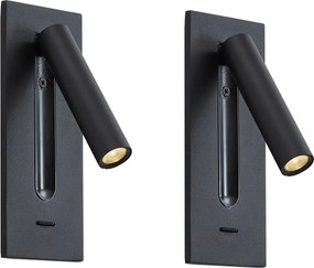 Set van 2 moderne wandlampen zwart incl. LED - Plaza