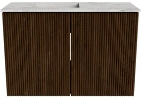 Mondiaz Joya DLux 60cm toiletmeubel walnut met wastafel faye links 1 kraangat glace
