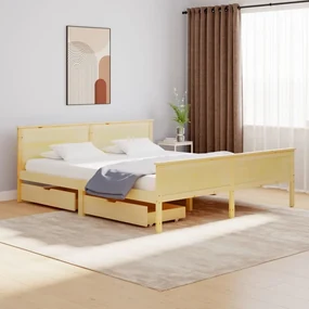 vidaXL Bedframe met 2 lades massief grenenhout 200x200 cm