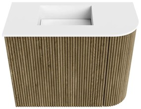 Mondiaz Joya 50cm toiletmeubel ronding rechts dusk met wastafel faye links zonder kraangat talc