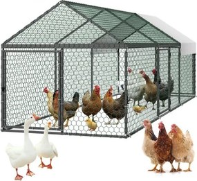 VEVOR Kippenhok, 1x3x1 m, Kippenhok met Waterdichte Hoes en 3 Deuren, Buitenren met Schuin Dak, Geschikt voor Houten Hokken, Pluimveehok voor Konijnen, Kippen, Ganzen en Eenden
