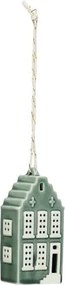 Hanger, porselein, trapgevelhuis, groen