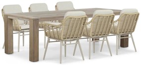 Tuinset 6 personen 240 cm Aluminium/wicker Taupe Coco Antoni/Brighton