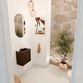 Mondiaz Joya 40cm toiletmeubel walnut met wastafel faye rechts 1 kraangat urban