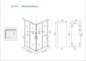 Mueller Dano douchecabine met hoekinstap mat zwart 80x80cm