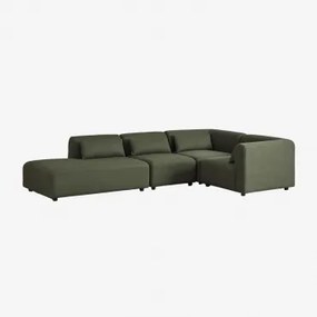 Fogler 4-delige Modulaire Hoekbank Met Chaise Longue Links Chenille Groen – Salie - Sklum