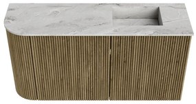 Mondiaz Joya DLux 80cm toiletmeubel ronding links dusk met wastafel faye rechts 1 kraangat glace