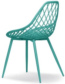 LUGO stoel turquoise - modern, opengewerkt, voor keuken / tuin / café