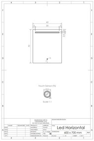 Gliss Design Horizontal spiegel met LED-verlichting en verwarming 60x70cm